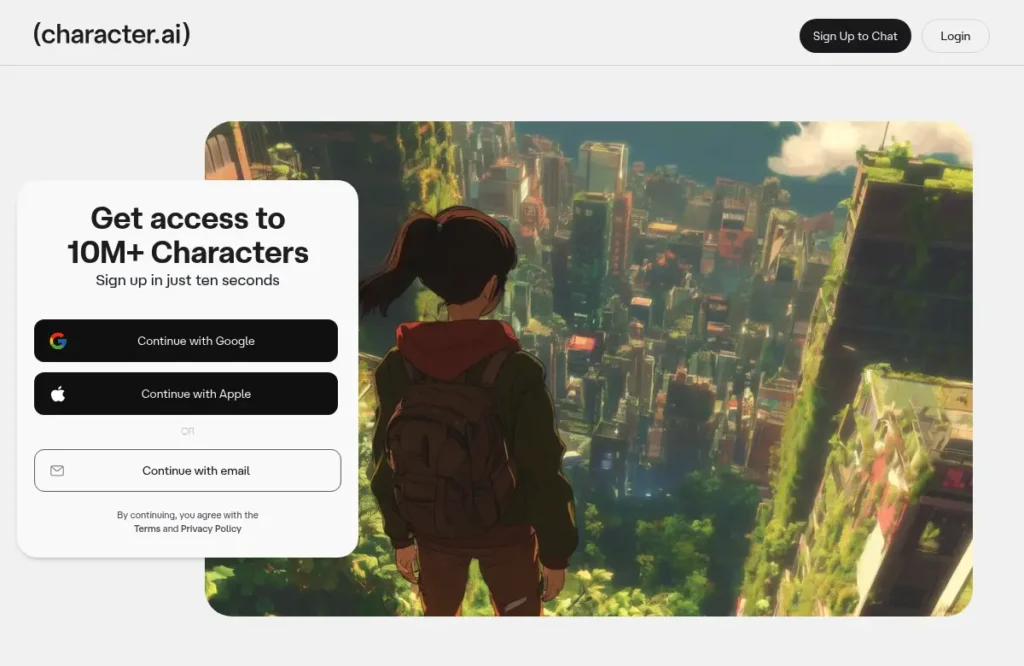 Character.AI official service website — Official homepage / discovery