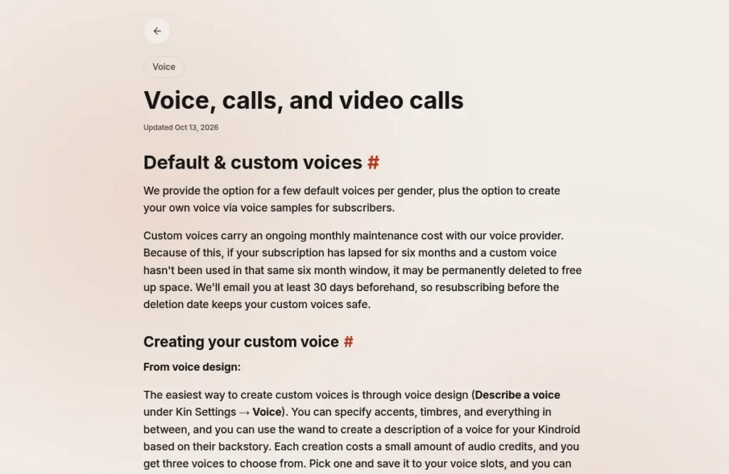 Kindroid — Voice and video calls