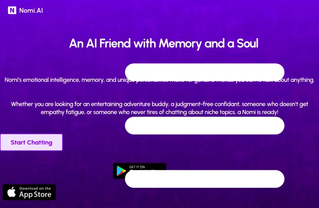 Nomi AI — Companion features